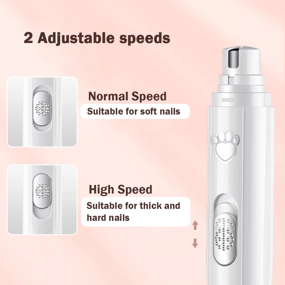 Dog Nail Grinder 2-Speed Electric Rechargeable Pet Nail Trimmer